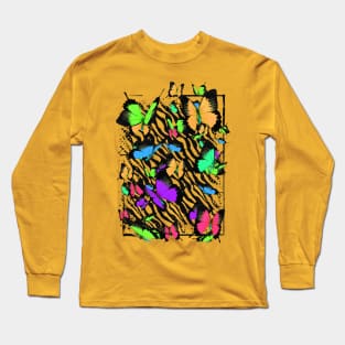 Colorful Papillon - Cute Butterfly - Zebra Pattern - Puzzle Long Sleeve T-Shirt